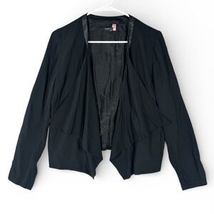 EILEEN FISHER Black Drape Front Open Jacket 100% Silk Sz Petite Medium $378